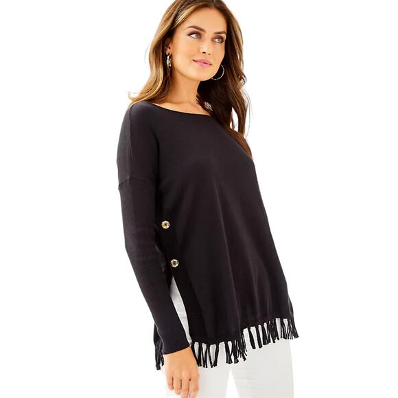 Lilly Pulitzer Ramona Black Fringe Sweater - Picture 2 of 12